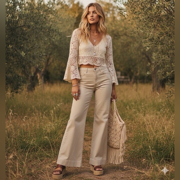 Banana Republic Minimalist High Rise Wide Leg Trousers Beige 28 - Picture 1 of 10